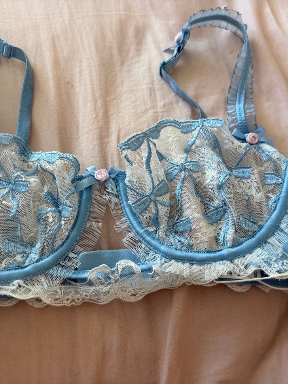 For Love and Lemons Underwire Bra with Floral Embroidery